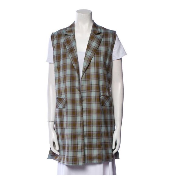 NWT  Buru Womens Sage Plaid Open Front Vest Size XS - Picture 2 of 10